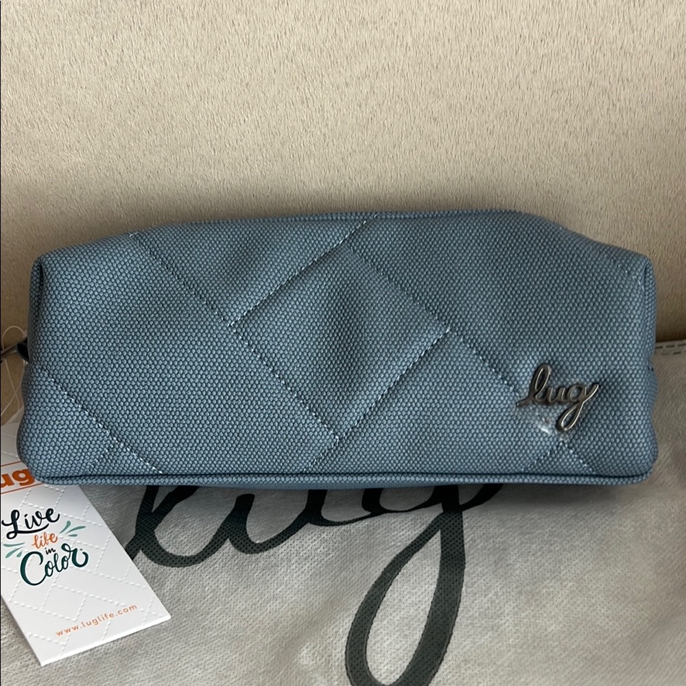 NWT Lug Jib Matte Luxe Vegan Leather Zip Pouch in Blue Moon 🌙